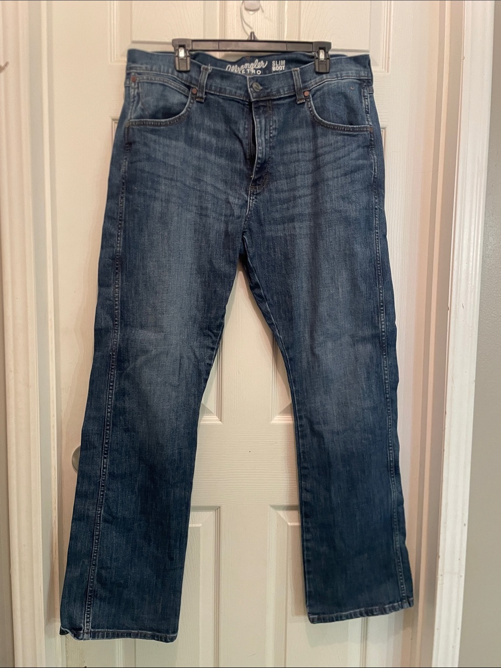 Wrangler Men’s 36x34 Bootcut Jeans in Dark Blue Wash